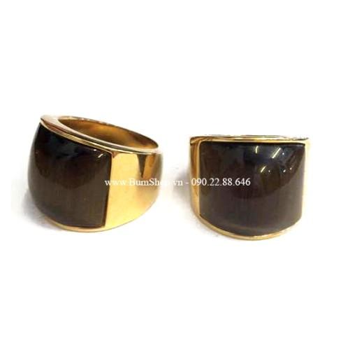 Nhẫn nam inox mạ vàng cẩn đá