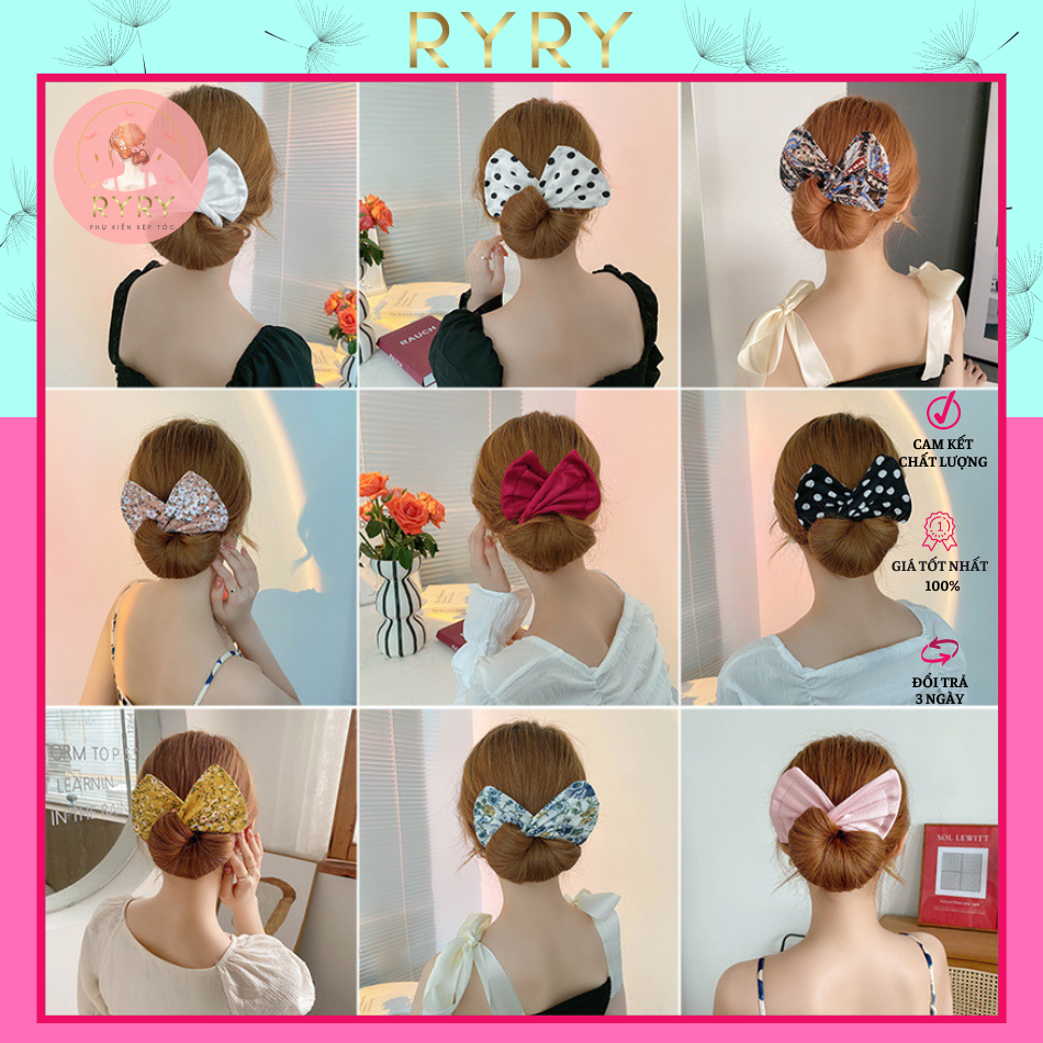 Thanh Búi Tóc Nơ Vải Hàn Quốc Thanh Búi Quấn Tóc Cho Nữ Tạo Hình Nơ Hot Trend 