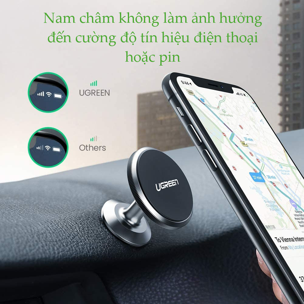 Giá đỡ điện thoại từ tính trên xe hơi tương thích với điện thoại kích thước từ 4-7 inch UGREEN 50871 Giá đỡ điện thoại từ tính trên xe hơi tương thích với điện thoại kích thước từ 4-7 inch UGREEN 50871