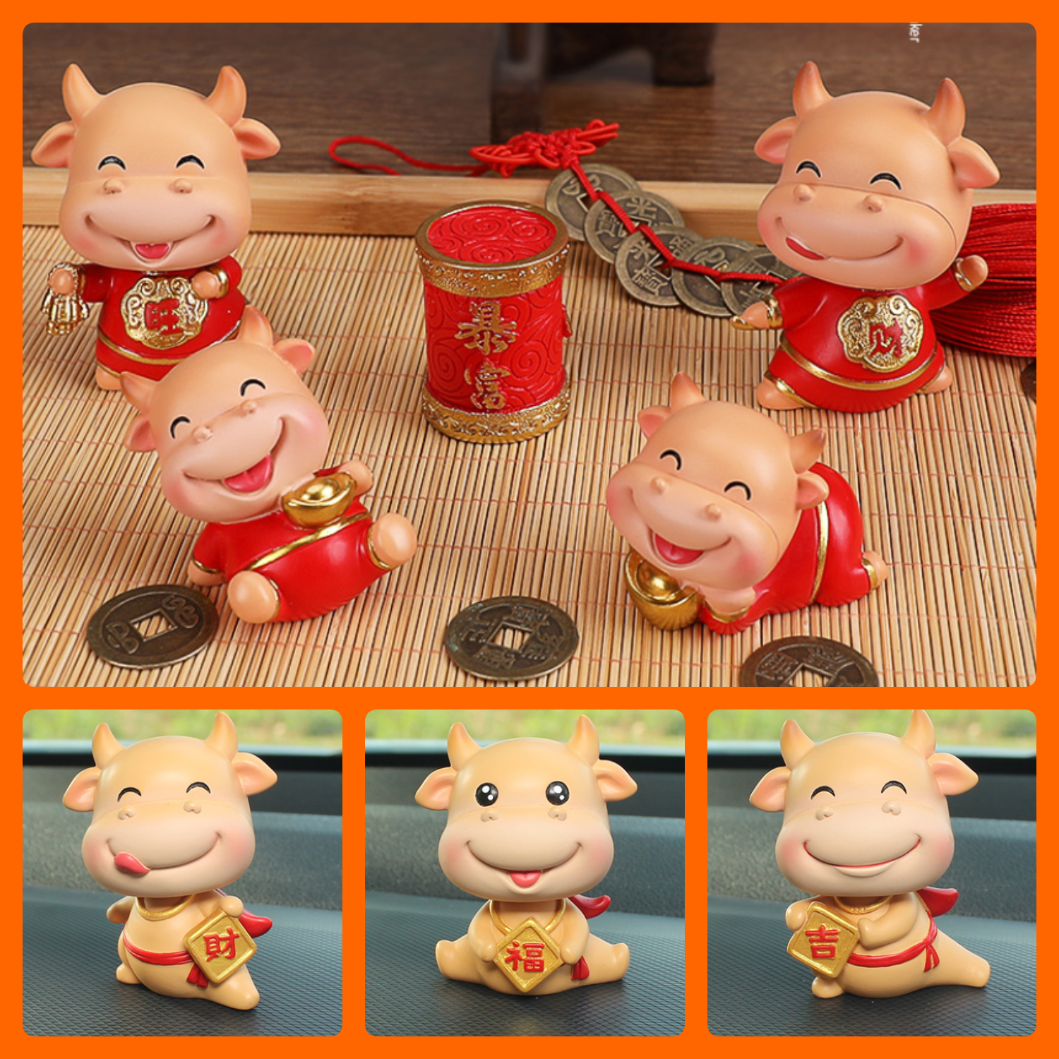 Tượng thần tài phong thủy, Trâu vàng trang trí oto, để bàn đẹp rẻ