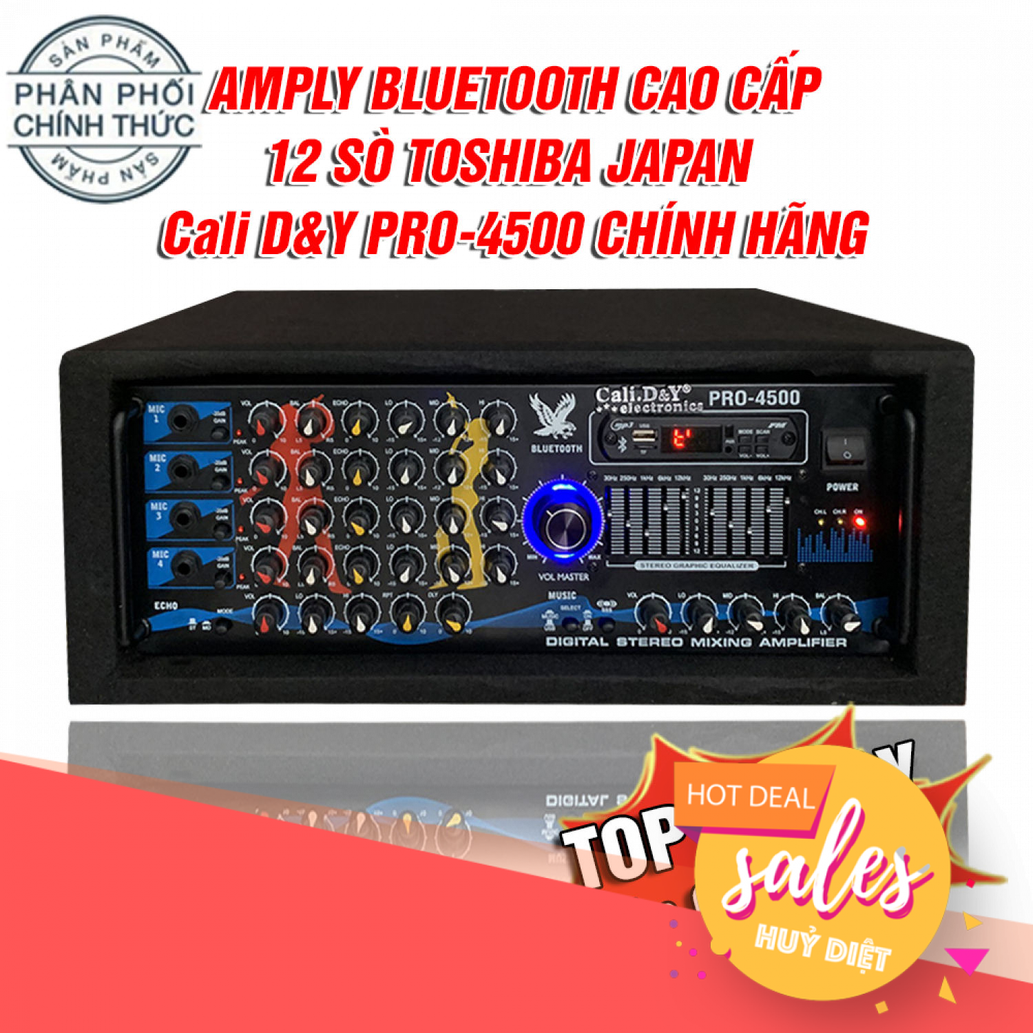 Ampli BLUETOOTH Amply karaoke gia đình Cali.D&Y PRO-4500
