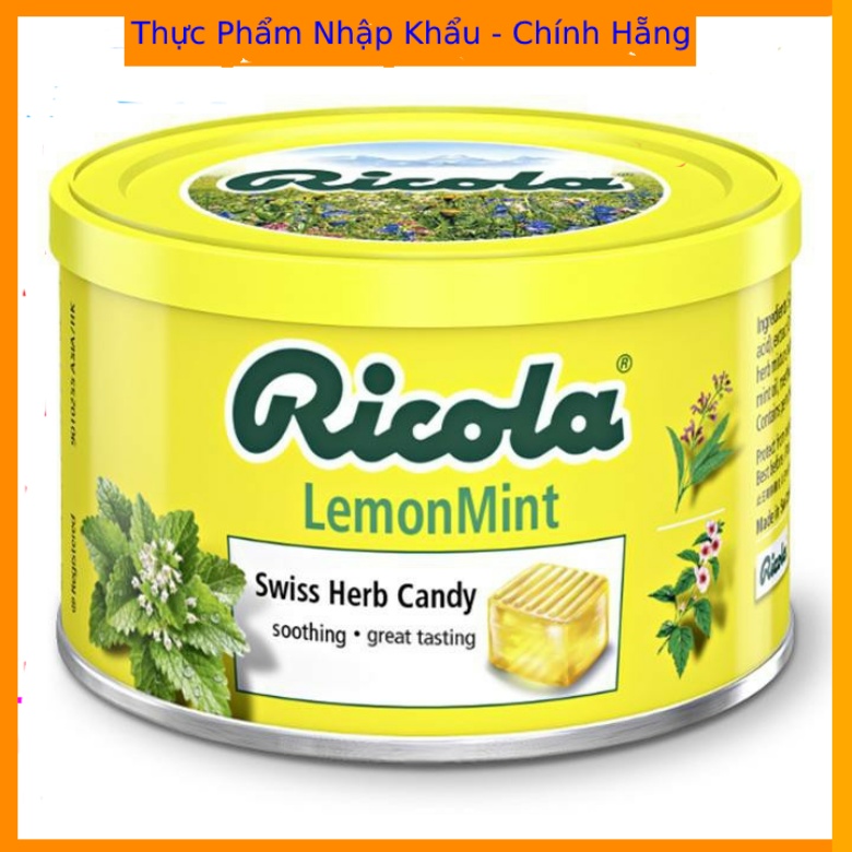 Kẹo Thảo Mộc Ricola Hộp Thiếc Vị chanh Bạc Hà Lemon Mint 100G Lemon Mint
