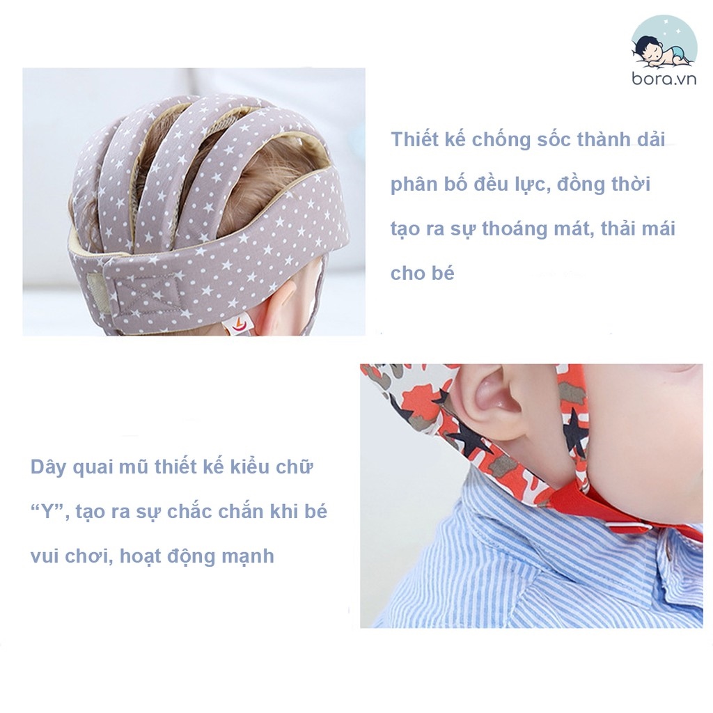 Mũ bảo hiểm cho bé tập bò tập đi siêu nhẹ siêu thoáng điều chỉnh theo kích thước vòng đầu
