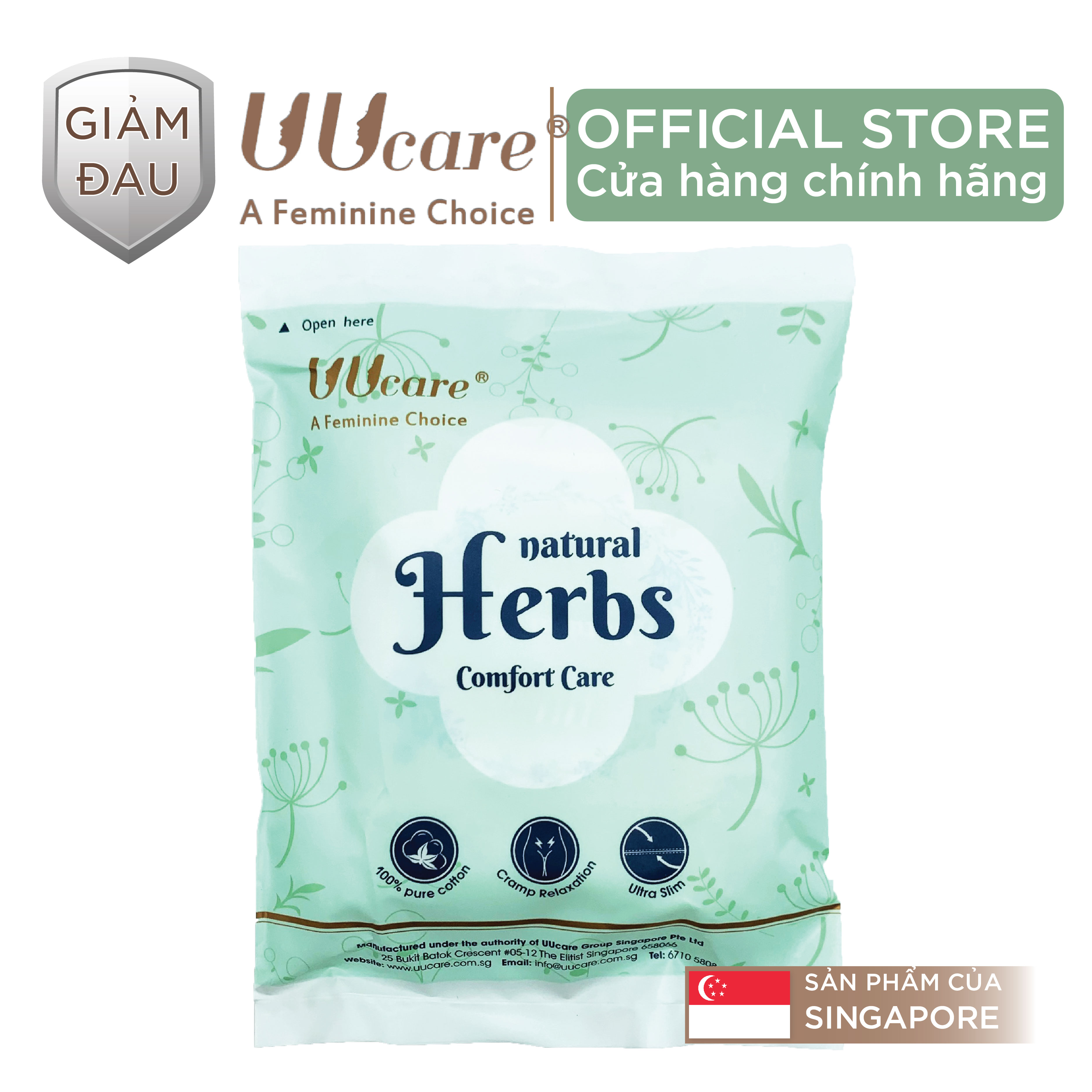Băng vệ sinh Thảo dược UUcare Singapore Herbal (2 Miếng dùng thử)