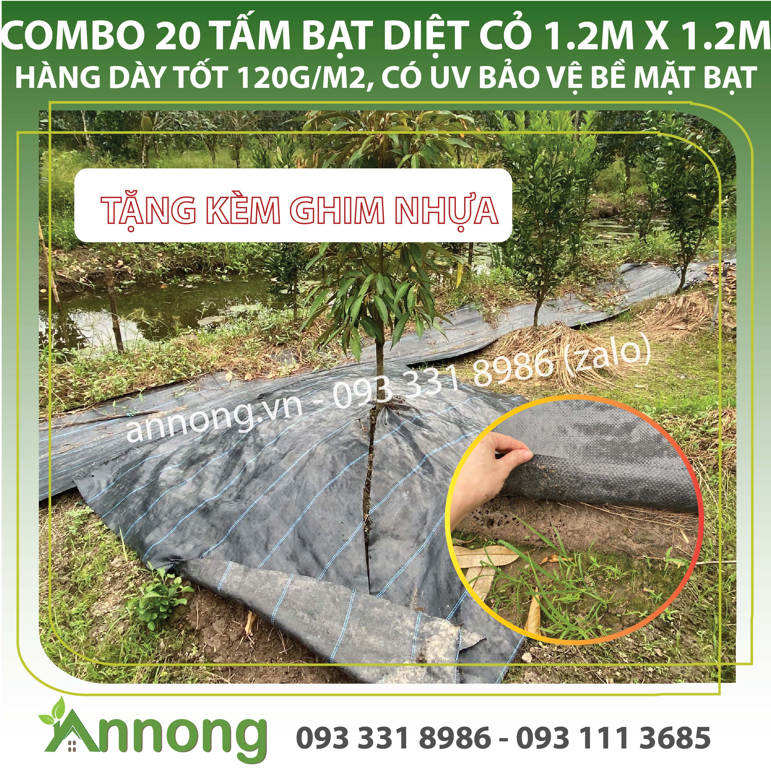 Combo 10 tấm bạt phủ chống cỏ 1.2m x 1.2m
