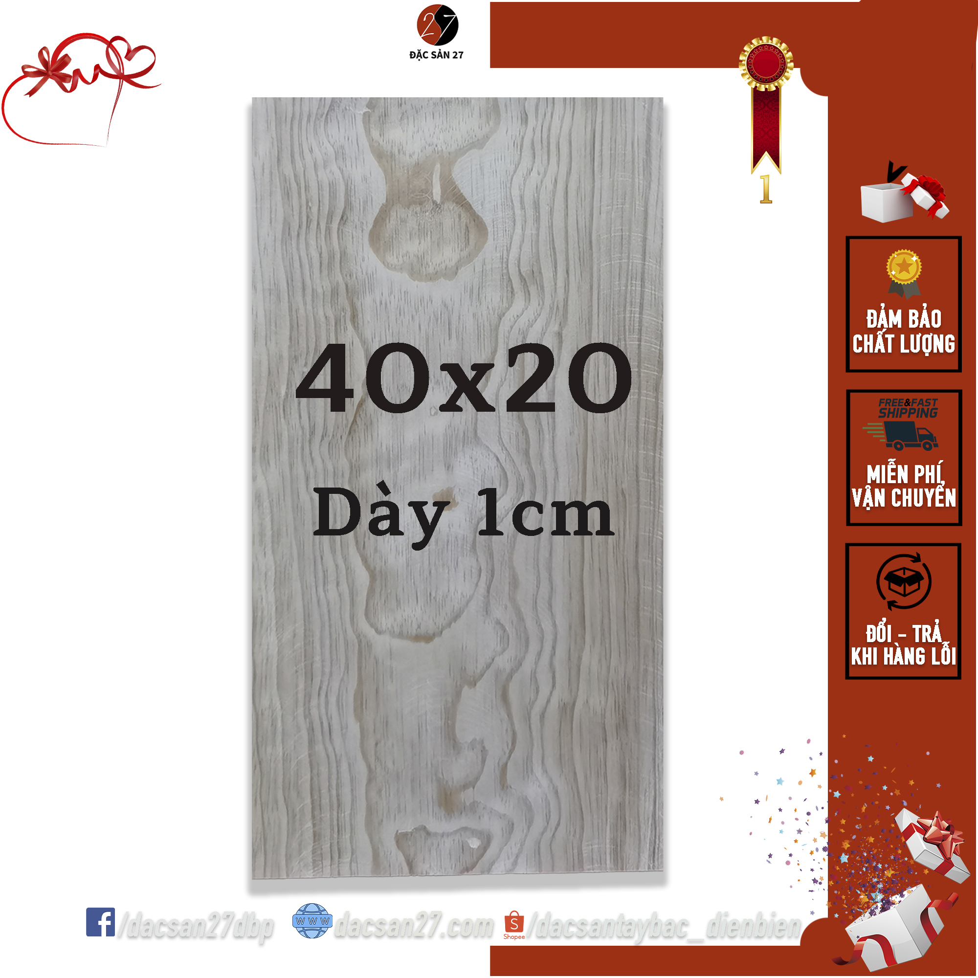 Miếng Gỗ Thông Dày 1cm kích thước 40x20 đã bào mịn 4 mặt (Trang Trí Hoặc Làm Đồ Handmade)
