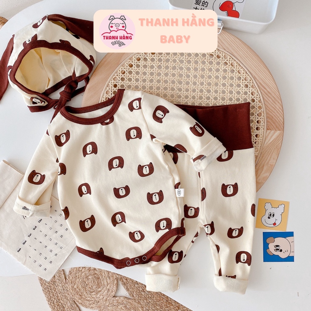 Set body cho bé bộ body cho bé kèm mũ thanh hằng baby 5 - 13 kg
