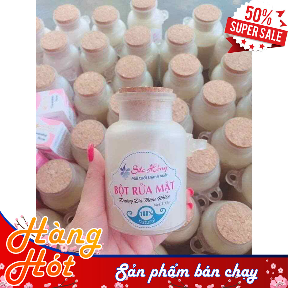 [HÀNG XỊN] Bột rửa mặt dưỡng da thiên nhiên Sắc Hồng 100gr - Với thành phẩm từ 100% thiên nhiên - Ngăn ngừa mụn, giảm nhờ, se khít lỗ chân lông- Giảm nhờn, ngăn ngừa mụn Làm mềm mịn da, trắng hồng rạng rỡ