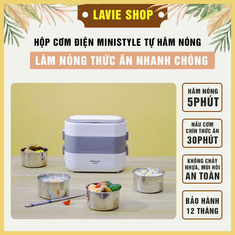 Hộp Cơm Cắm Điện Văn Phòng 3 Tầng, Hộp Cơm Điện Ministyle Đa Năng Hâm Nóng Và Tự Nấu Chín Thức Ăn Thơm Ngon