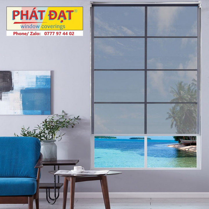 (1250x1350) Rèm cuốn, rèm sáo cuốn, màn cửa cao cấp, vải trơn 6 màu, chống nắng 100%