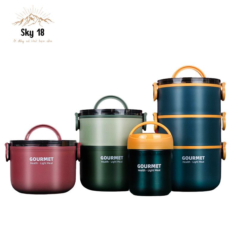 Hộp đựng cơm, hộp cơm 3 tầng, hộp đựng cơm cao cấp, hộp đựng cơm inox, âu đựng cơm HEALTHY giữ nhiệt 2200ml