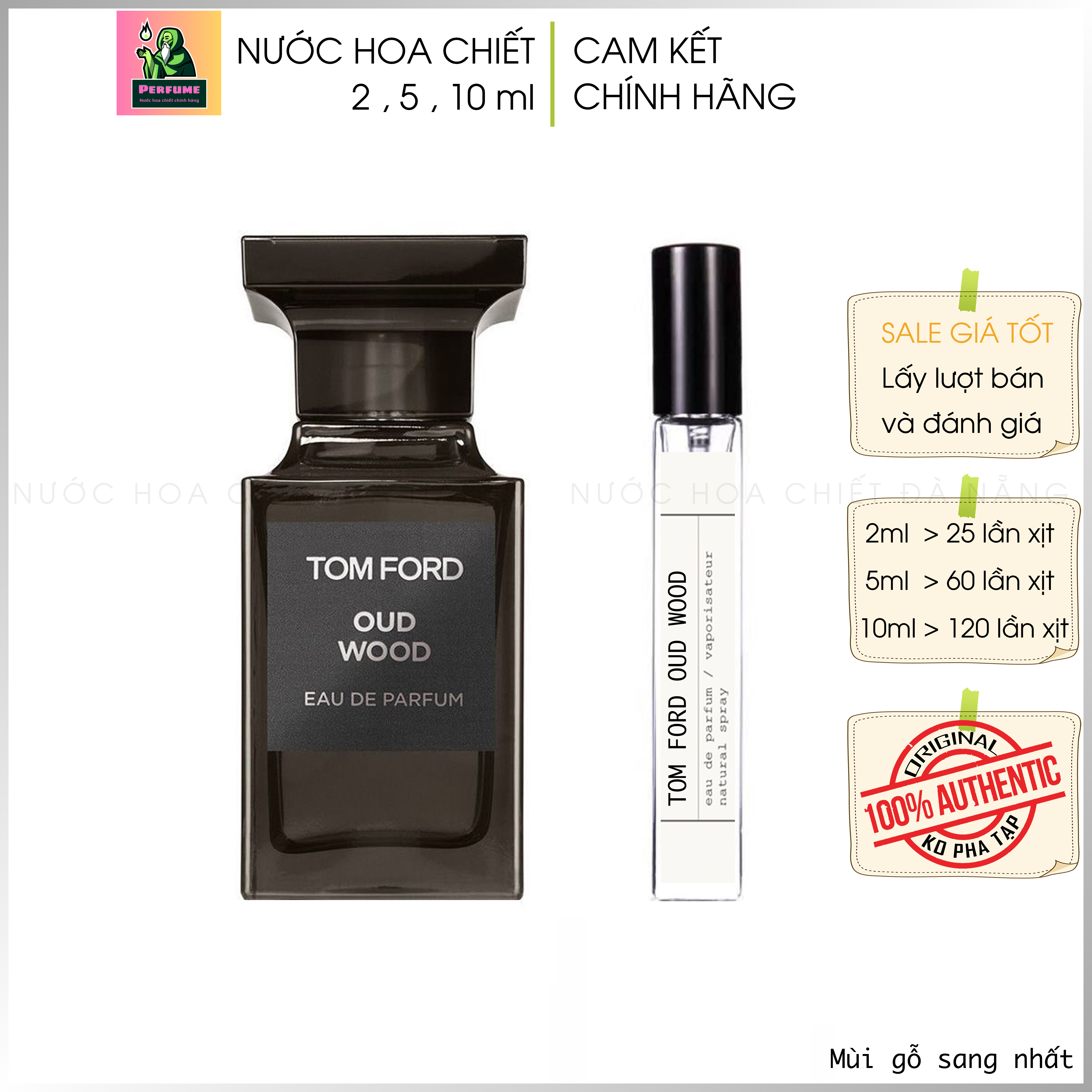 Nước hoa tom ford oud wood , chiết 2ml 5ml 10ml - cam kết chính hãng
