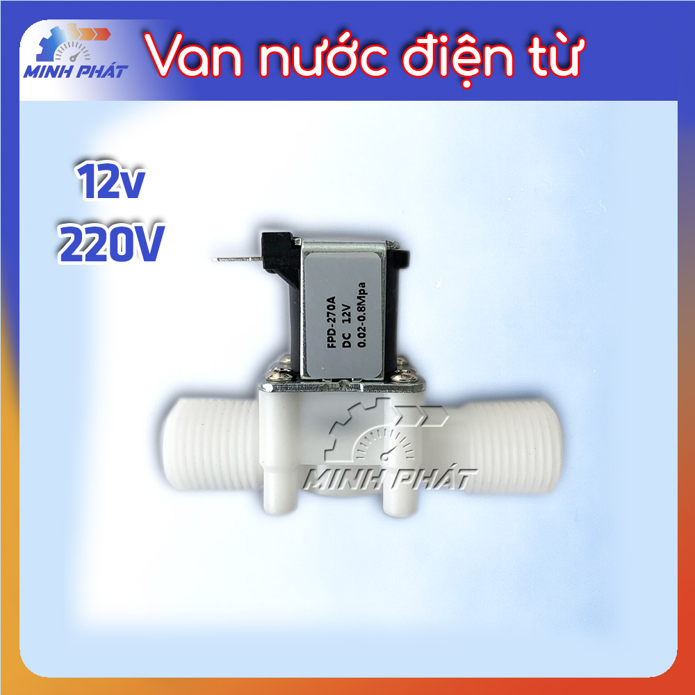 Van nước điện từ 12V 220v ren ngoài 21mm