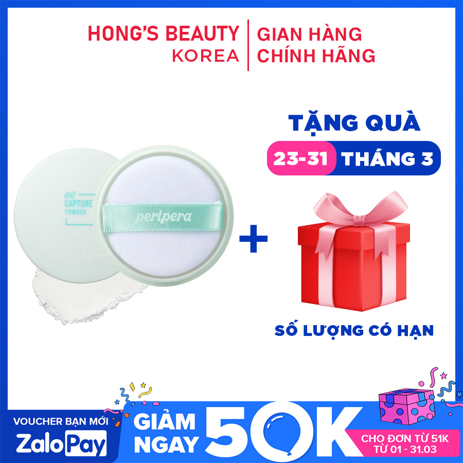 Phấn phủ trang điểm Peripera Oil Capture Powder dạng bột 5g - HONGS BEAUTY - phù hợp với hầu hết các loại da, đặc biệt phù hợp với làn da thường, da dầu và da hỗn hợp thiên dầu.