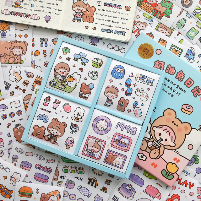 Set 100 sticker Hàn Quốc dễ thương có tách lẻ