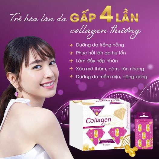 Viên dưỡng da COLLAGEN FRESH dưỡng ẩm mềm da, giảm nám thâm sạm, làm da trắng hồng căng mịn, vết nhăn, ngăn ngừa lão hoá