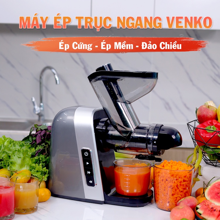 Máy ép chậm trục ngang venko vs30, ép trái cây rau củ quả giữ 95% lượng nước, ép kiệt bã, máy làm sữa hạt, máy làm kem bảo hành 12 tháng