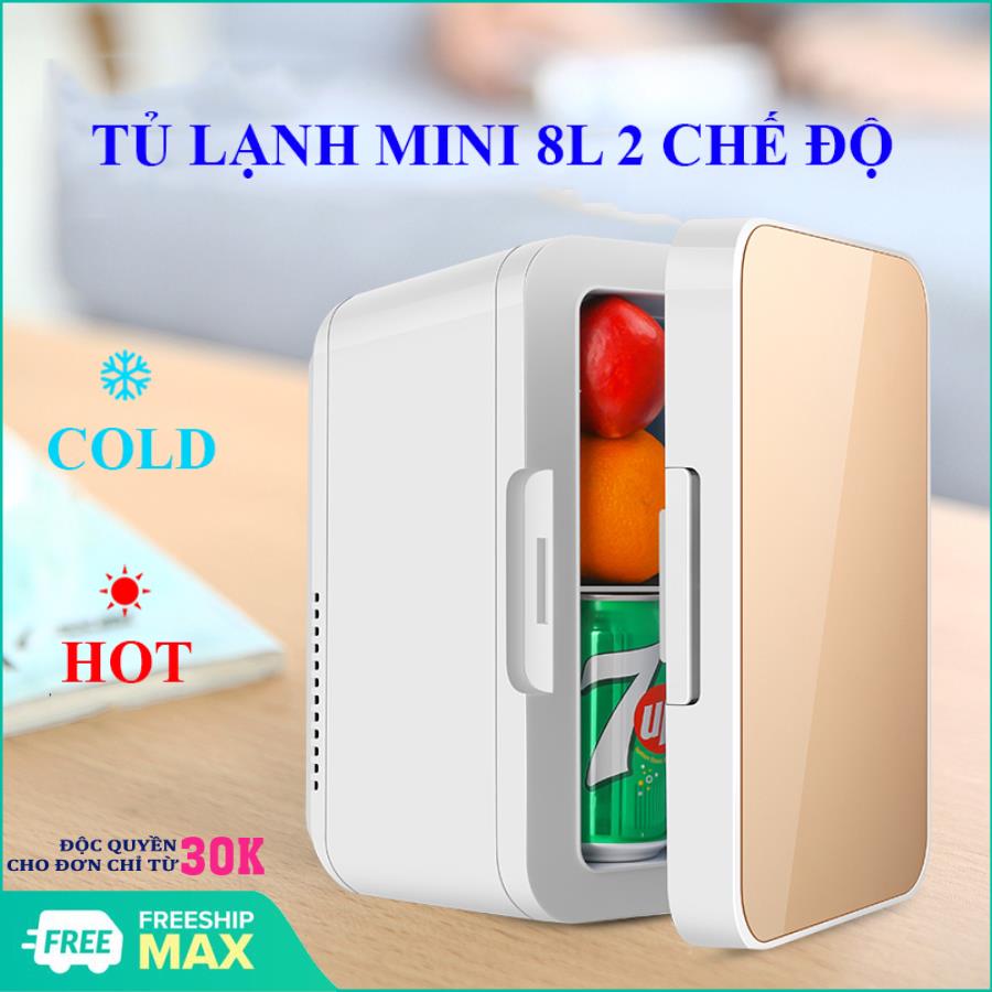 [Có dây 220v gia đình] Tủ lạnh mini 8L dã ngoại trên xe hơi - Tủ lạnh mini 2 chế độ nóng lạnh 8 lít dùng cả xe hơi và gia đình , nhỏ gọn , tiết kiệm diện tích , tủ mini sinh viên