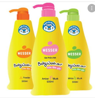 Sữa tắm gội toàn thân cho bé 2 in 1 Wesser chai 500ml