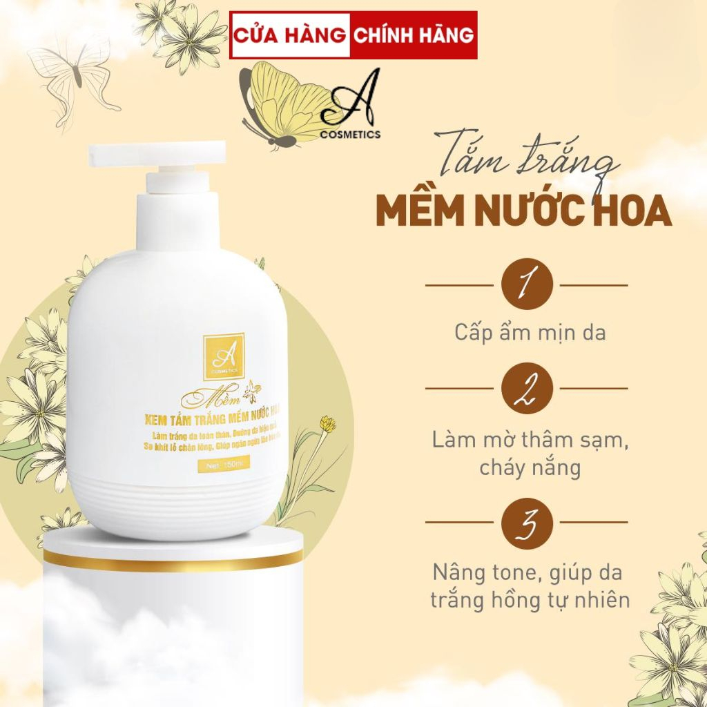 Kem tắm trắng toàn thân mềm nước hoa A cosmetics, ủ trắng body 100ml