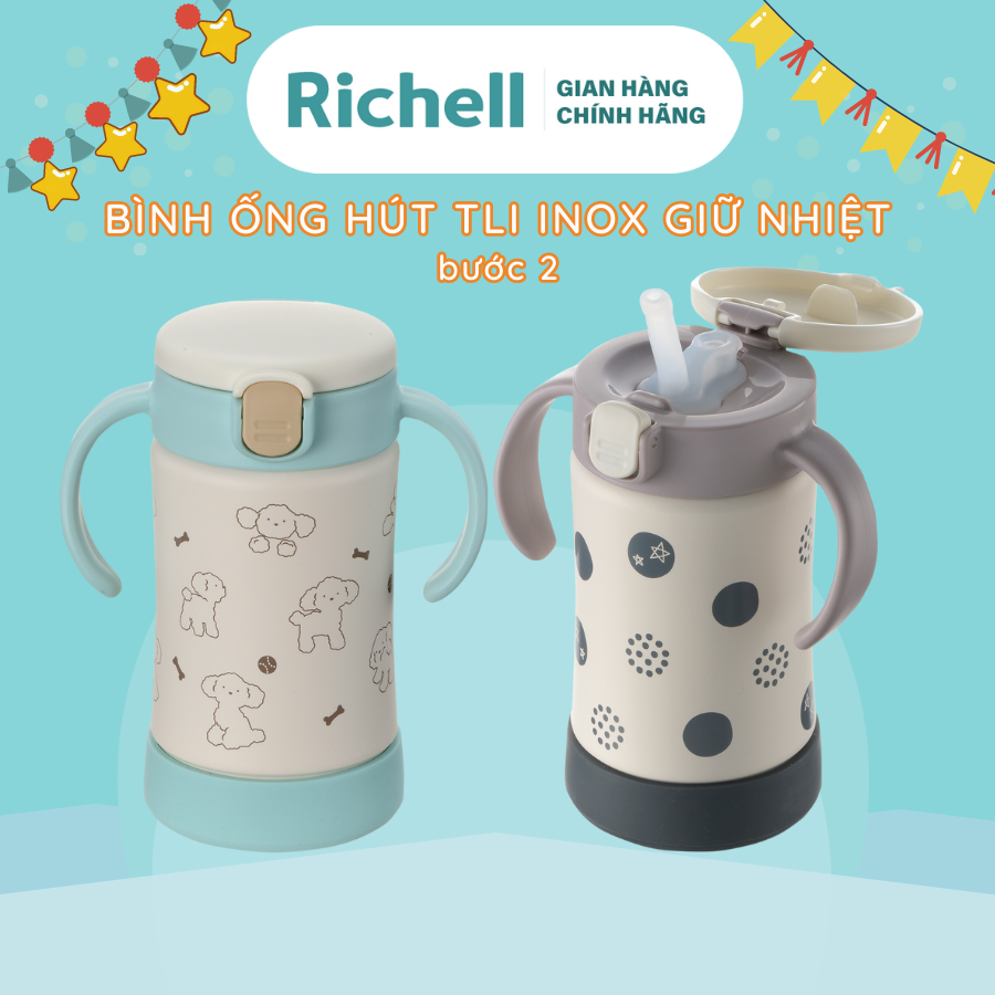 Bình ống hút giữ nhiệt inox304 richell tli bước 2 | baby