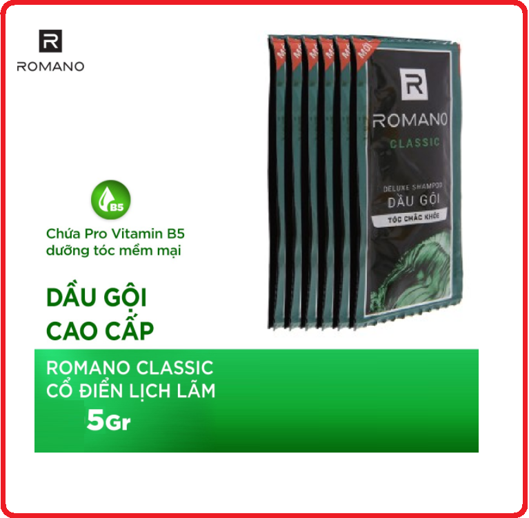 Dầu gội romano hương nước hoa classic dây 5g x 12 gói
