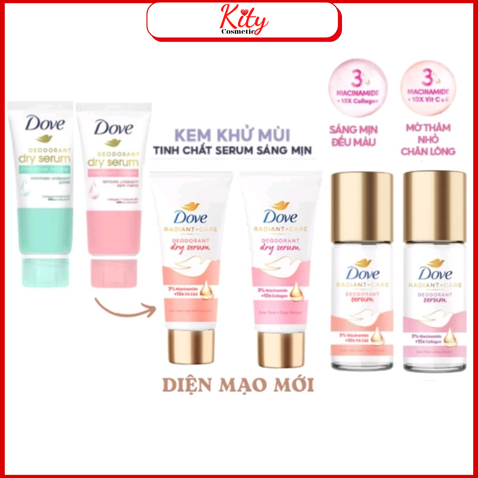 Kem khử mùi Dove tinh chất serum dành cho nữ dưỡng da sáng mịn 50ml/40ml
