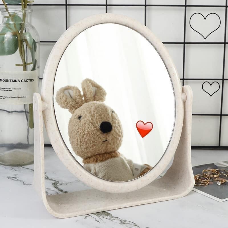 Gương trang điểm để bàn lúa mạch hình tròn-Gương Lúa mạch tròn xoay 360 độ-Gương để bàn hình tròn nhựa lúa mạch