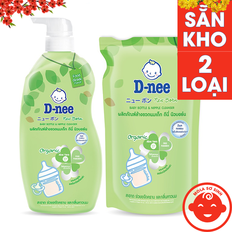 Combo nước rửa bình sữa dnee chai 600ml + túi 550ml thái lan cho bé