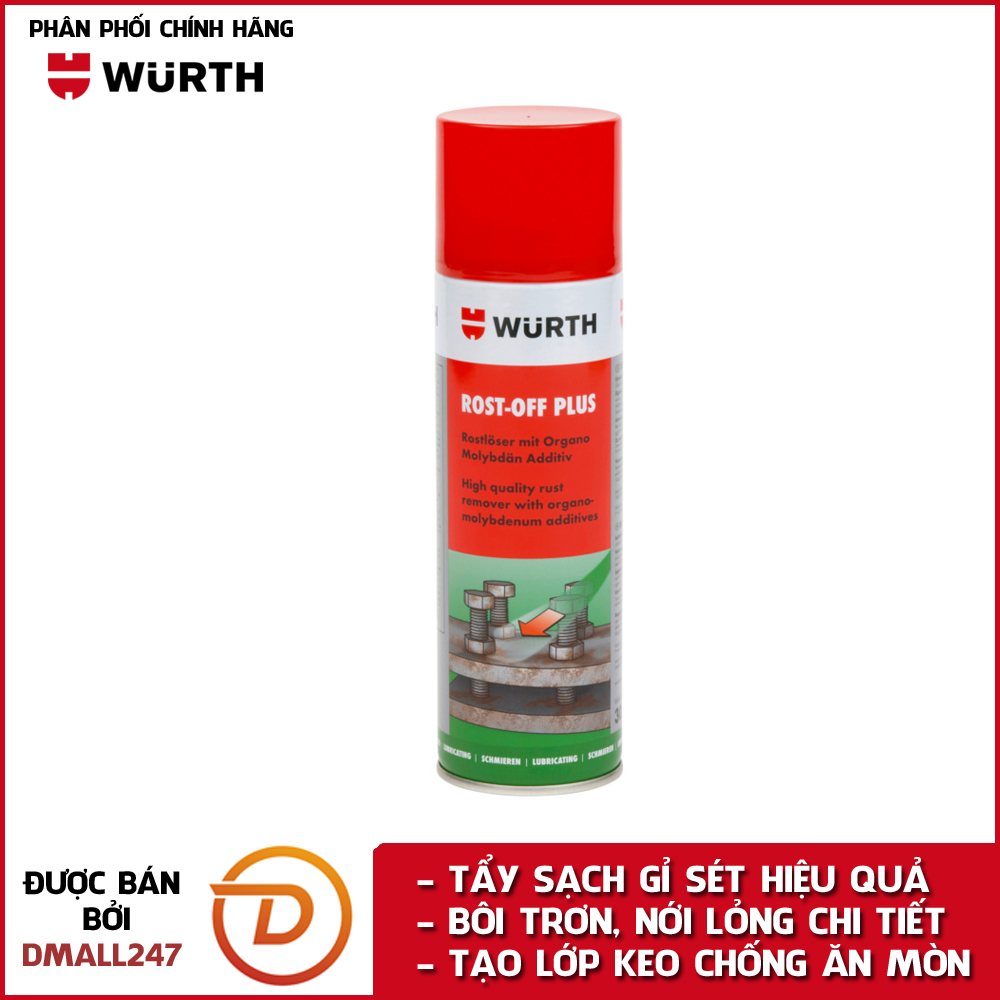 Dung dịch phá gỉ sét bulon chuyên dụng Wurth WU-ROP300 - Dmall247, chăm sóc xe chuyên dụng