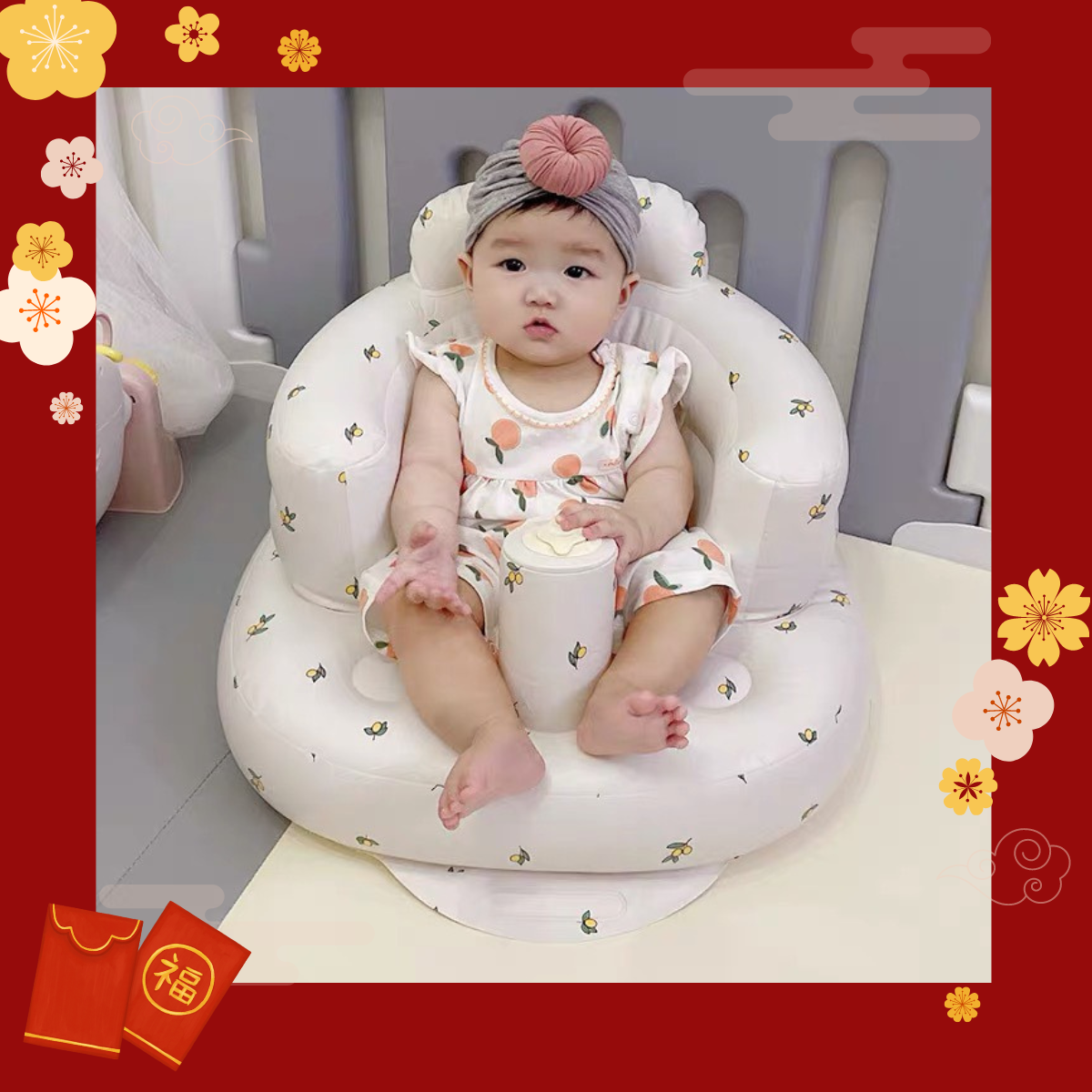 Ghế hơi đa năng cho bé tập ngồi PM-05126, ghế tập ngồi ăn dặm cho bé, ghế giúp bé ngồi từ 5 tháng tuổi, ghế sofa tập ngồi cho bé