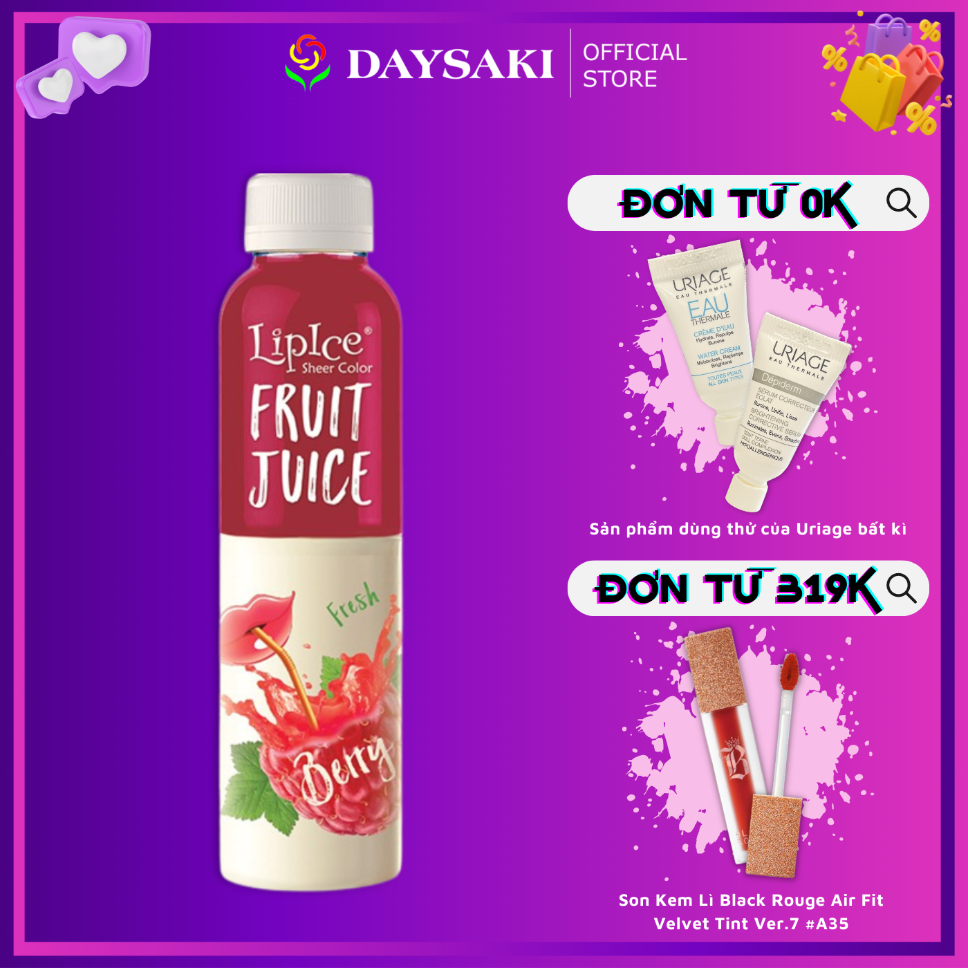 Lipice son dưỡng môi chiết xuất trái cây màu đỏ mọng sheer color fruit juice 4g