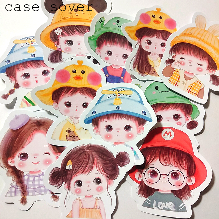 Set 11 Sticker thiết kế chủ đề Bé Chibi Cute - Case Sover
