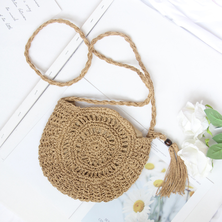 Rattan Women Fashion Sling Bag Shoulder Handbag Woven Vines Beach