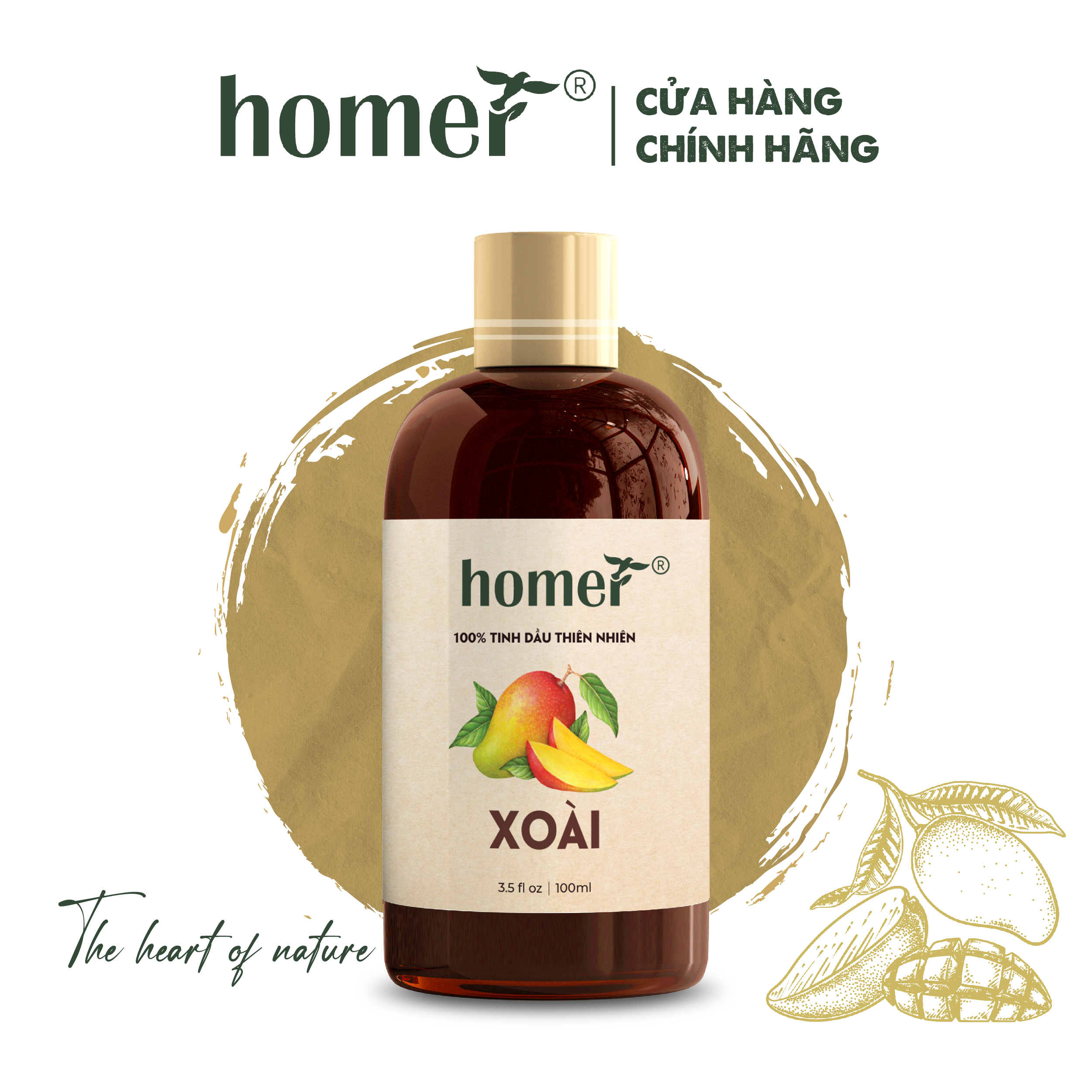 Tinh Dầu Xoài Homer 20ml/ 100ml - Tinh Dầu Trái Cây Thiên Nhiên - Chính Hãng, Đạt Chuẩn Kiểm Định Cao Cấp - Tinh Dầu Xông Thơm Phòng, Thư Giãn, Khử Mùi hiệu quả
