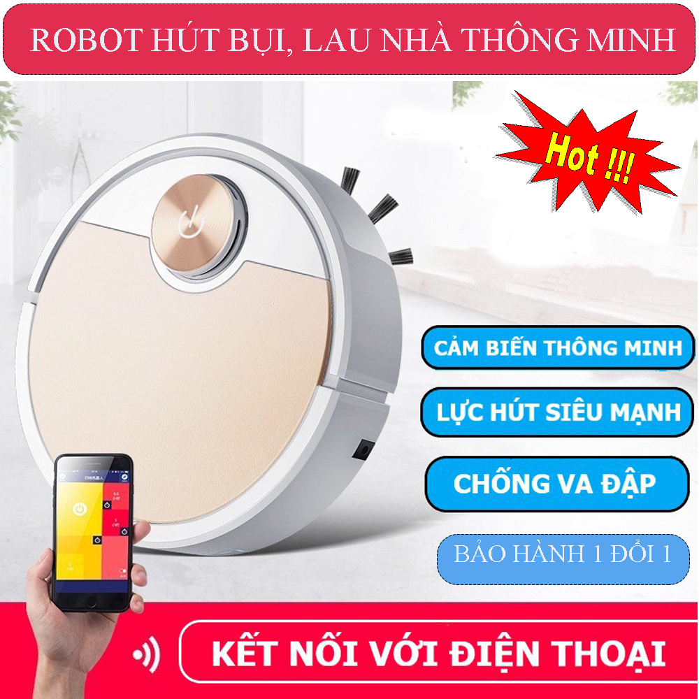 Robot hút bụi lau nhà, máy hút bụi lau nhà thông minh 3 trong 1. điều khiển qua app điện thoại ,phát hiện khi gặp các vật cản ,vận hành êm ái, màu vàng sang trọng .giảm sốc trong hôm nay. mua ngay!