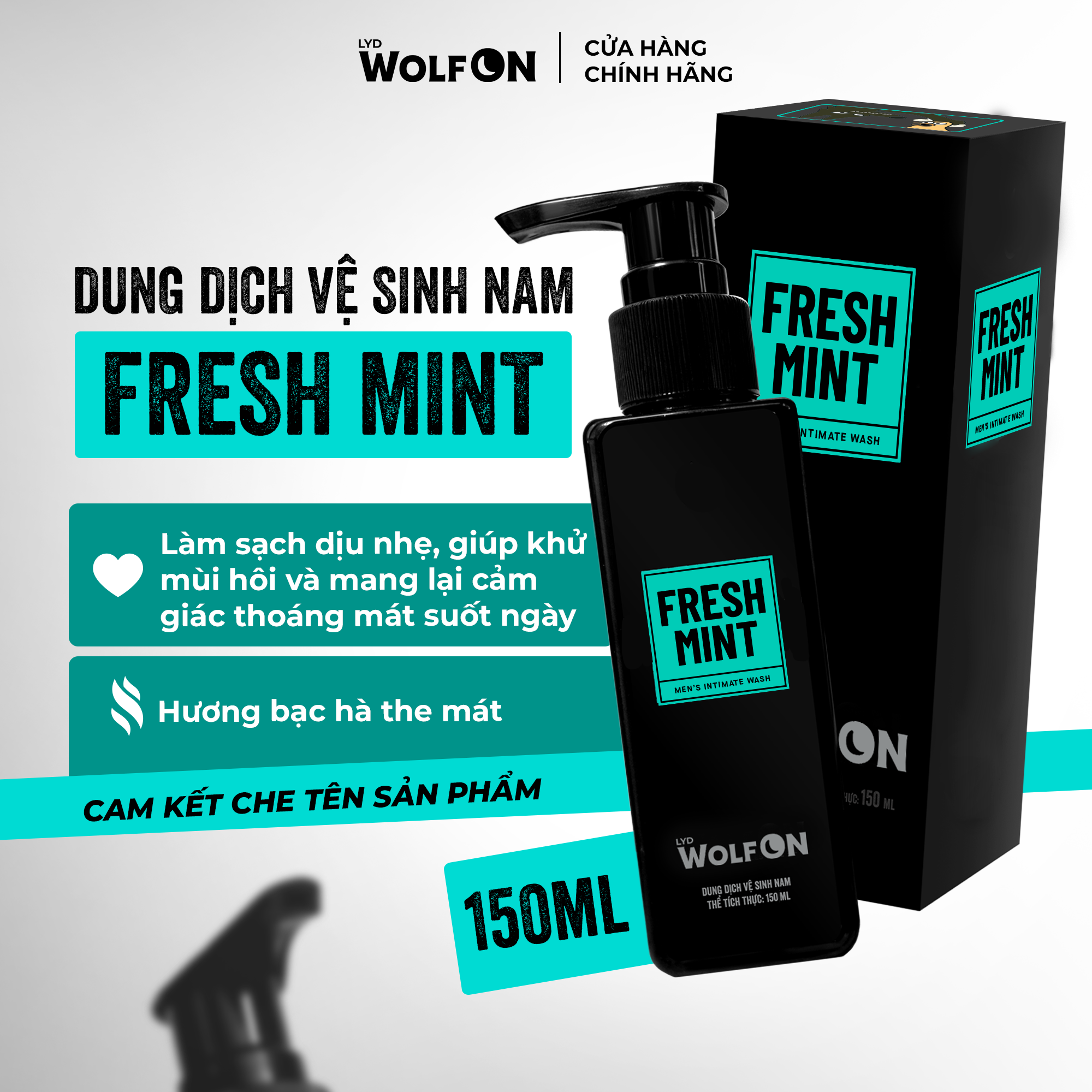  Dung Dịch Vệ Sinh Nam Giới Wolf ON Fresh Mint Bạc Hà Mát Lạnh Sạch Thơm Nam Tính 95ml 