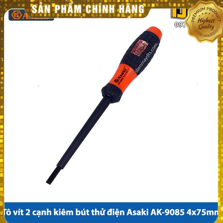 Tô vít 2 cạnh kiêm bút thử điện asaki ak-9085 4x75mm