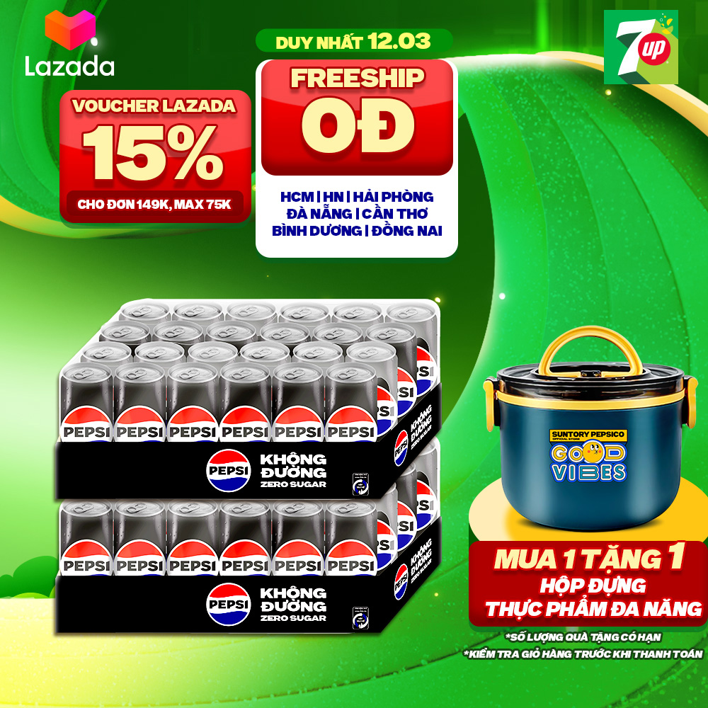 Combo 2 Thùng 24 Lon Pepsi Không Calo (320ml/lon)