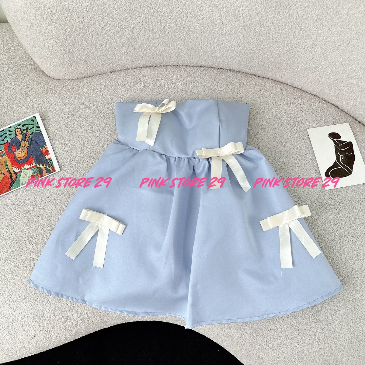 Áo kiểu BabyDoll PINKSTORE29 đính nơ dễ thương, xinh xắn A5814