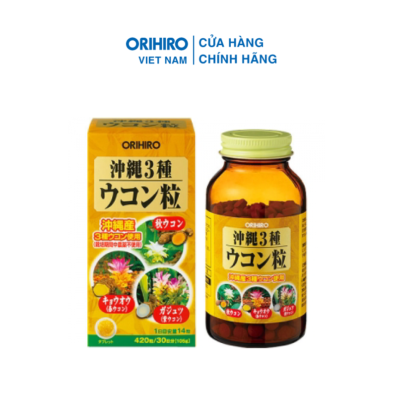 Viên Uống Nghệ 3 Mùa Okinawa Orihiro 420 Viên Giúp Thanh Lọc, Thải Độc Gan, Giảm Nám, Tàn Nhang Của Phụ Nữ Sau Sinh