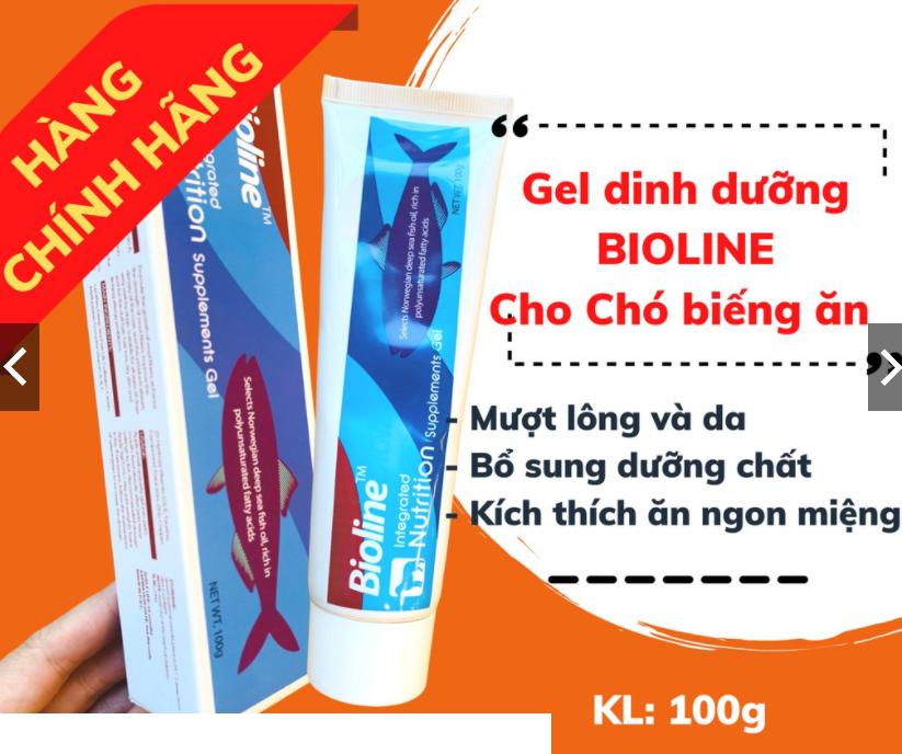Gel dinh dưỡng bioline cho chó biếng ăn 100g | gel mượt lông và da cho chó bioline