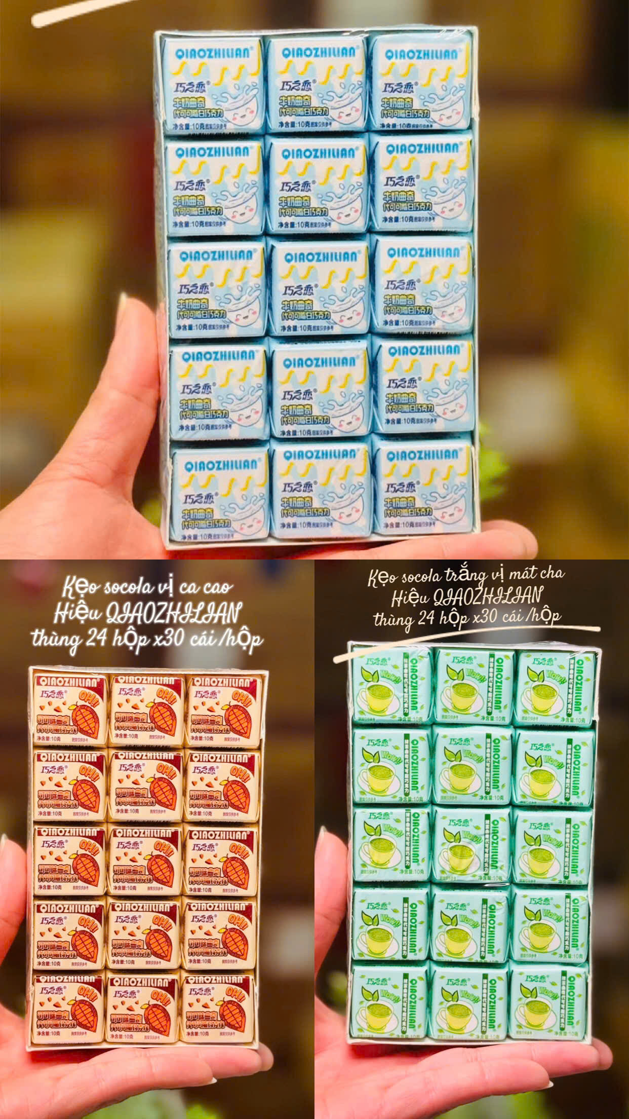 [in Stock] Combo 1000g Qiaozhilian Chocolate Candy/Qiaozhilian Chocolate with Filling, Small Square Box, 6 Delicious Flavors, Delicious to Eat and Not Boring