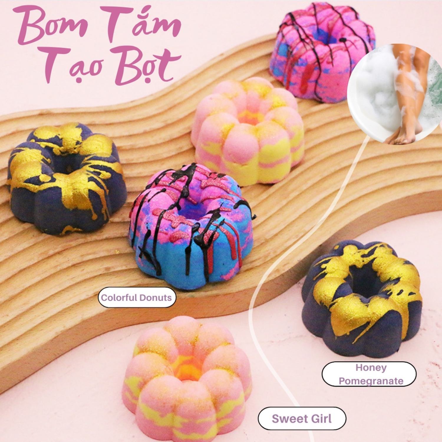 Flower bathbomb - bom tắm bông hoa - bath bombs , hương hoa -viên 85g