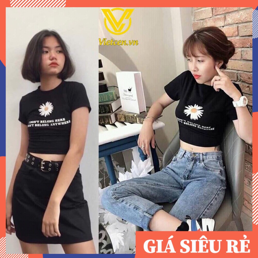 Phương Linh Luxury 1688 [SIZE S,M] ÁO THUN NỮ CROPTOP THÊU BÔNG HOA ULZZANG - THỜI TRANG GIÁ SỈ VN557