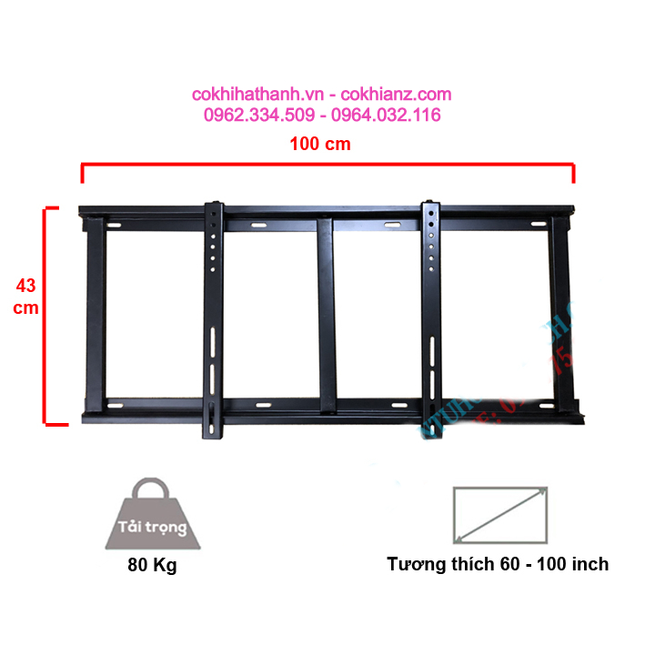 GIÁ TREO TIVI THẲNG TƯỜNG 60-90 INCH HÀNG SIÊU DÀY