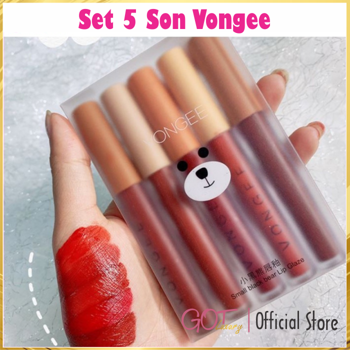 Set son môi kem lì 5 cây VONGEE thiết kế độc lạ cực đẹp. Son tint siêu mềm, siêu lì, màu hot trend - Son nội địa Trung