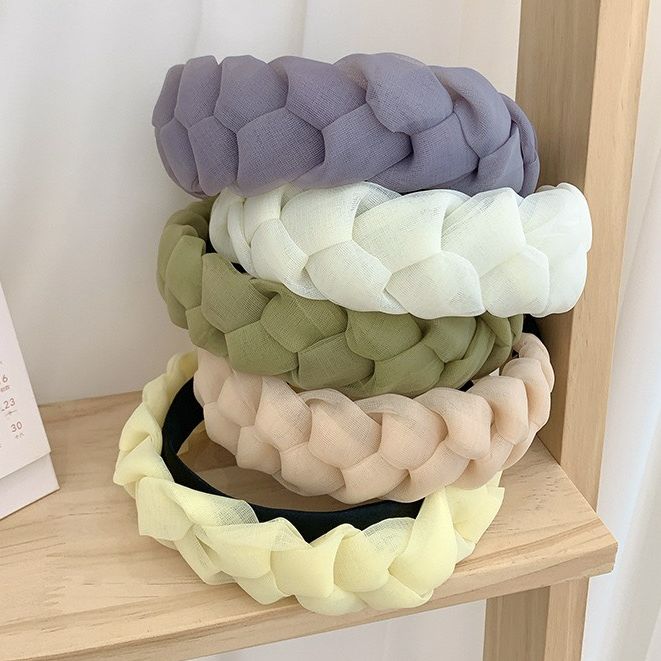 CBT01 Cài bện Cài tóc nữ kiểu bện vải voan trơn màu pastel phong cách HÀN QUỐC cài bím tóc