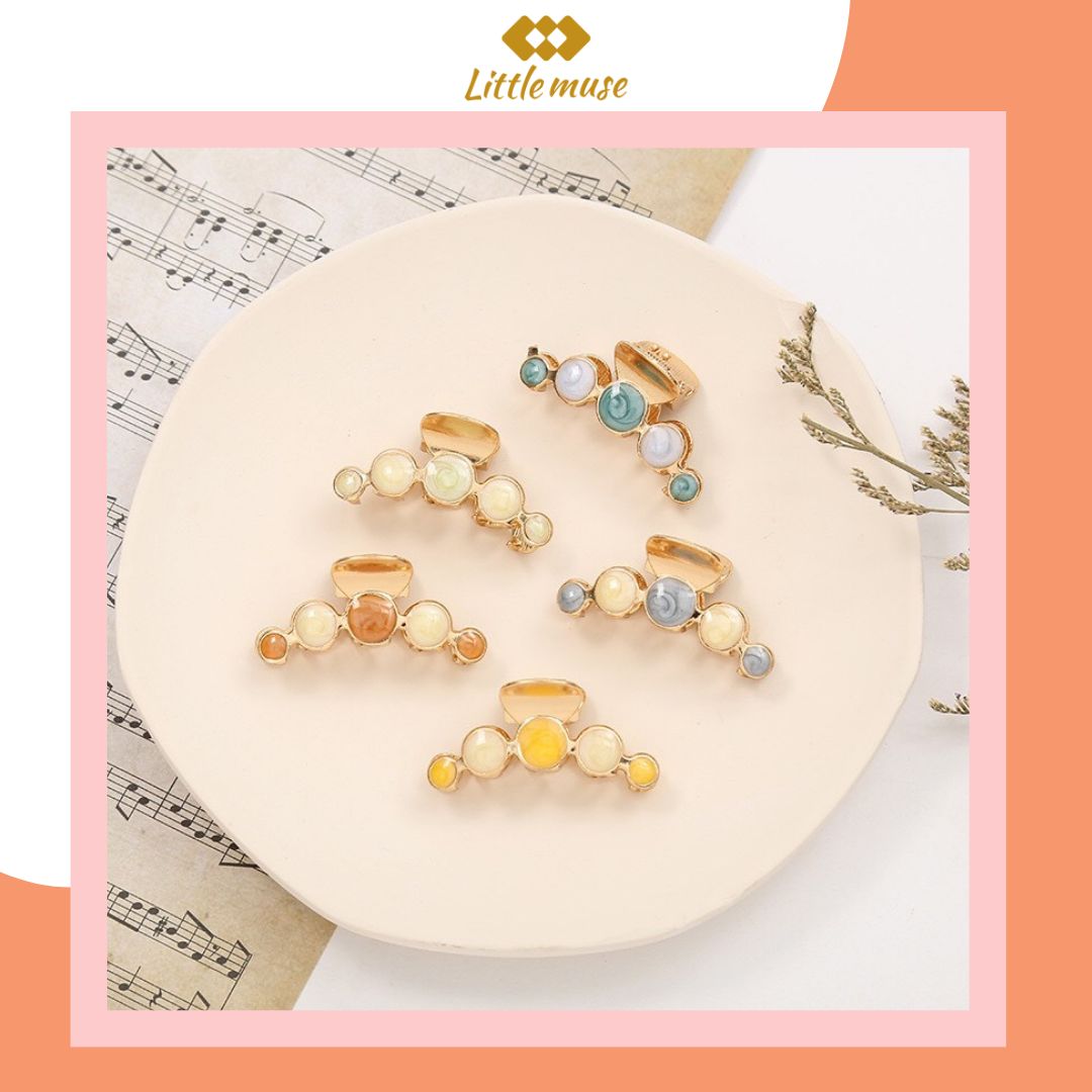 Kẹp gắp kim loại đính ngọc trai nhiều màu Little Muse sang trọng dành cho nữ phong cách Hàn Quốc