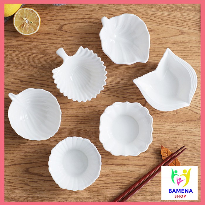 Bát Ăn Dặm Kiểu Nhật ,Bát Gốm Sứ Mini Cao Cấp Hình Lá Hoa Quả Màu Trắng Cho Bé BS06